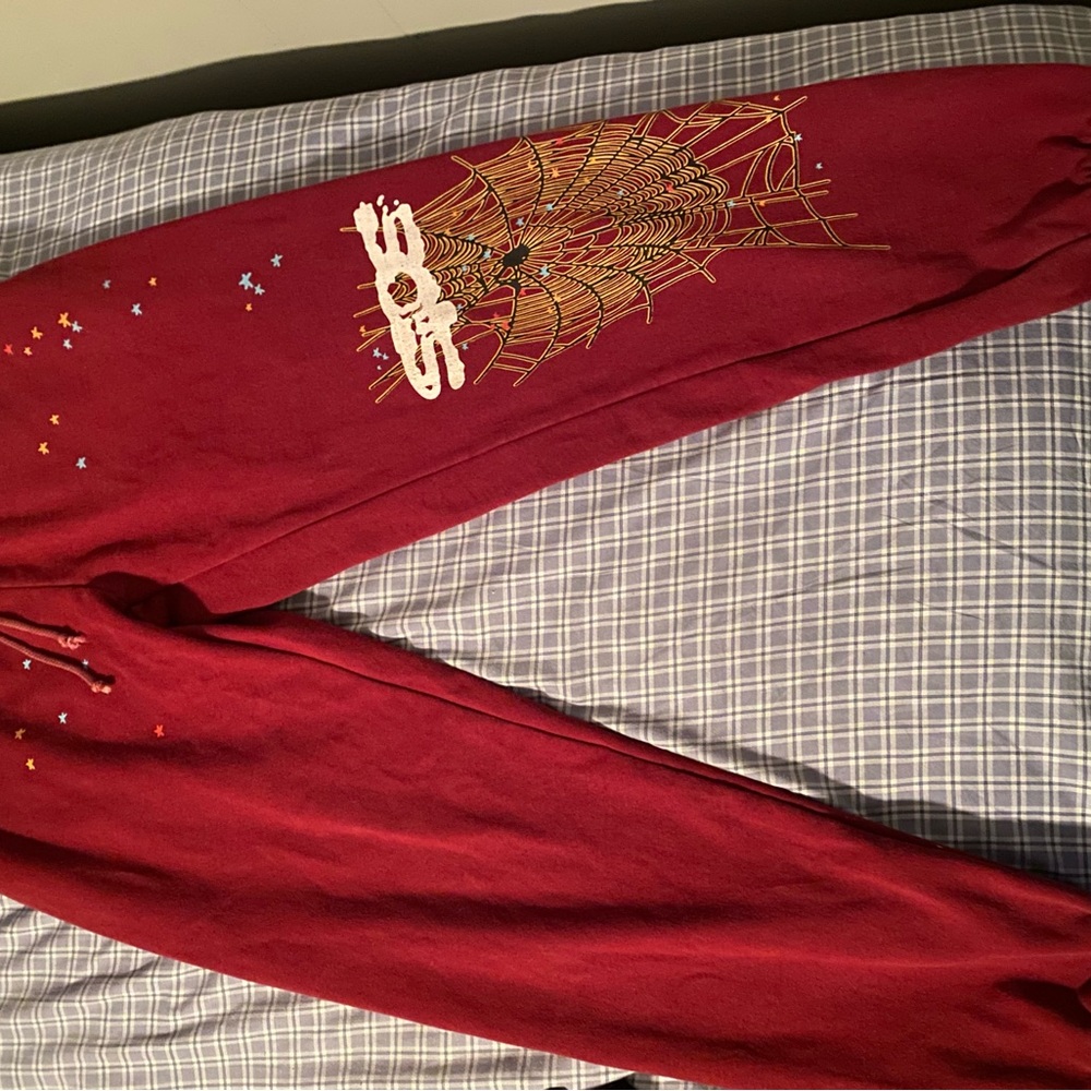 Maroon Sp5der sweatpants